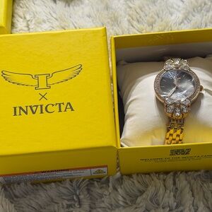 Invicta Gold Watch with Crystal Embellishments